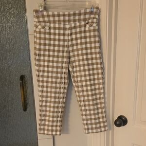 Kim Rogers Checkered Leggings - Brown and White